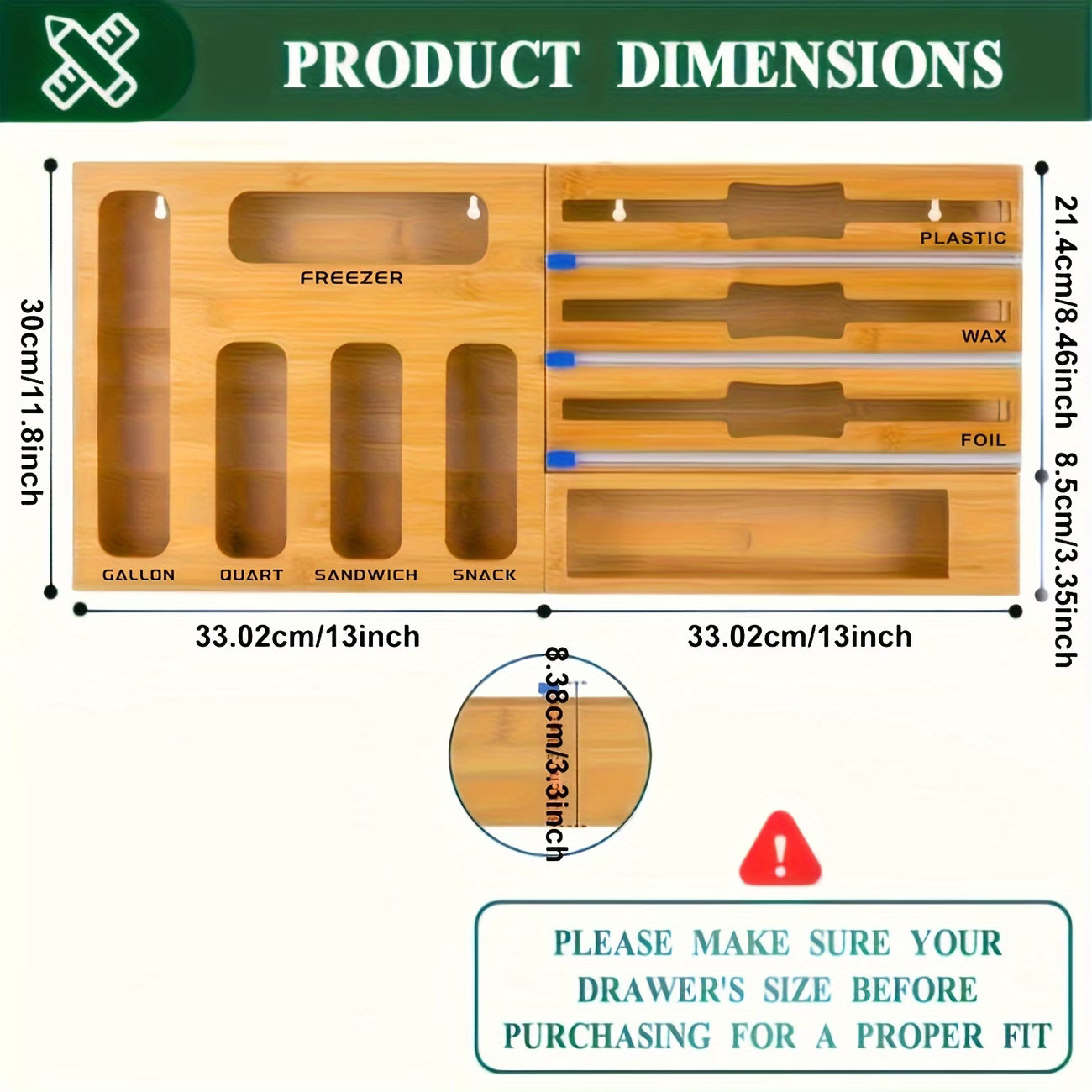 9-in-1 Bamboo Drawer Organizer – (Save Time & Space)
