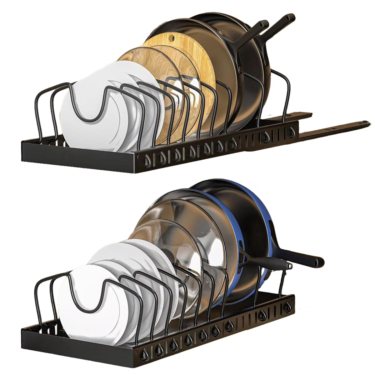 Pull-Out Pots & Pans Organizer – Sliding Kitchen Cabinet Storage Rack