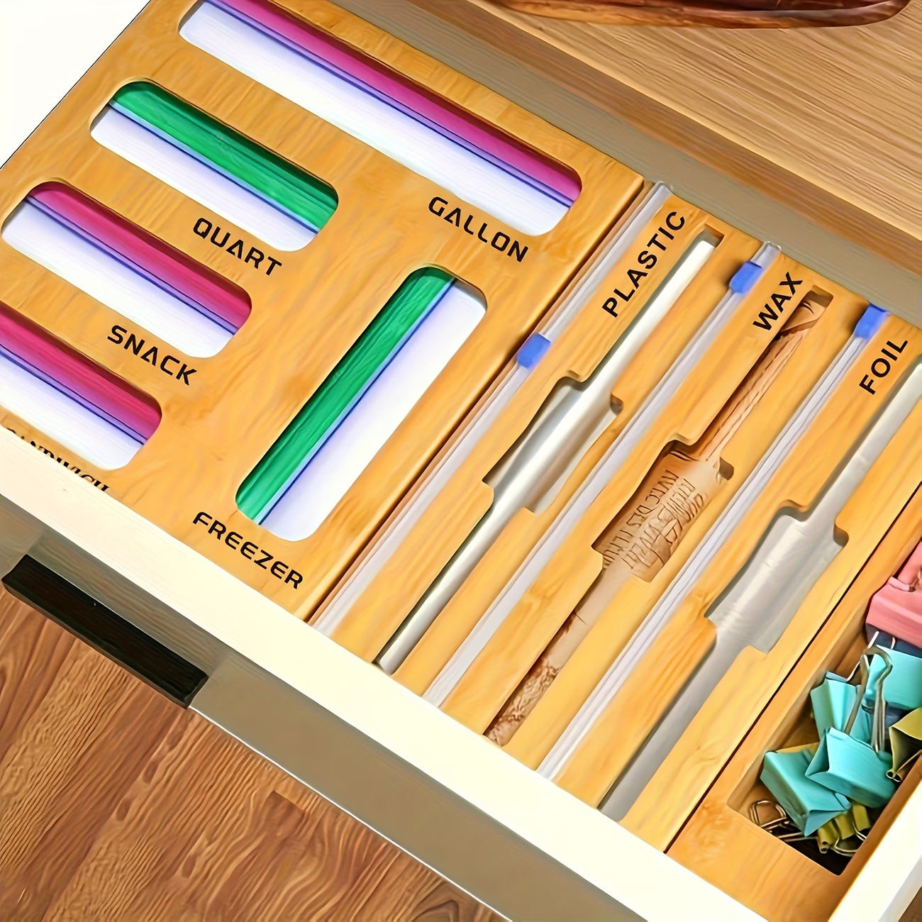 9-in-1 Bamboo Drawer Organizer – (Save Time & Space)
