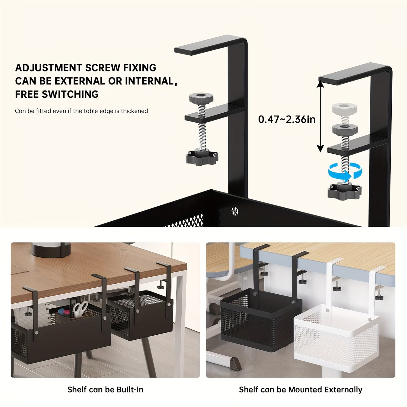 Under Desk Storage Organizer – Desk Side Workspace Holder