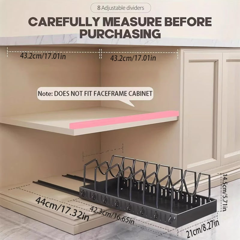 Pull-Out Pots & Pans Organizer – Sliding Kitchen Cabinet Storage Rack