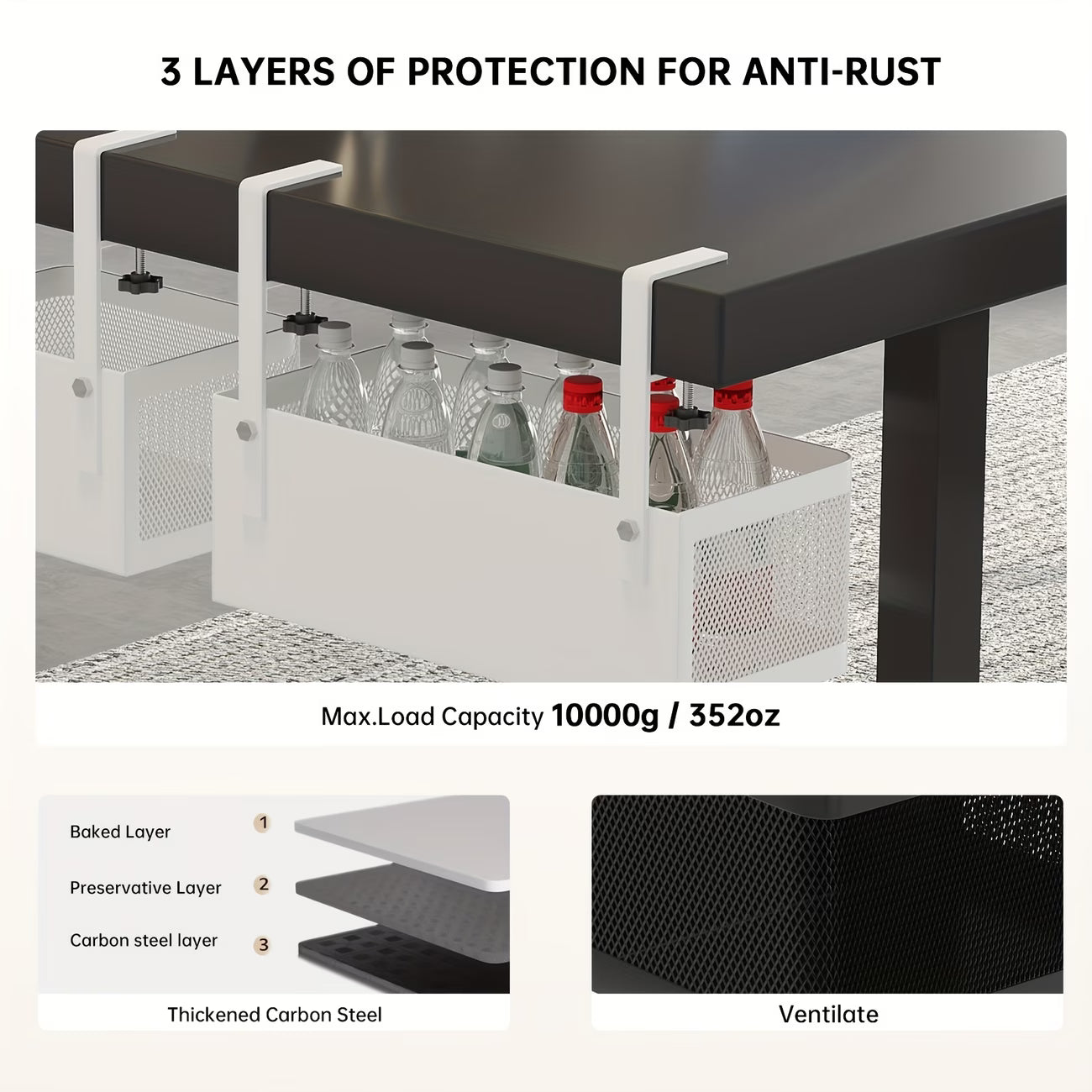 Under Desk Storage Organizer – Desk Side Workspace Holder