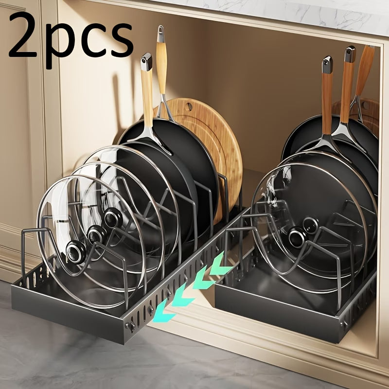 Pull-Out Pots & Pans Organizer – Sliding Kitchen Cabinet Storage Rack