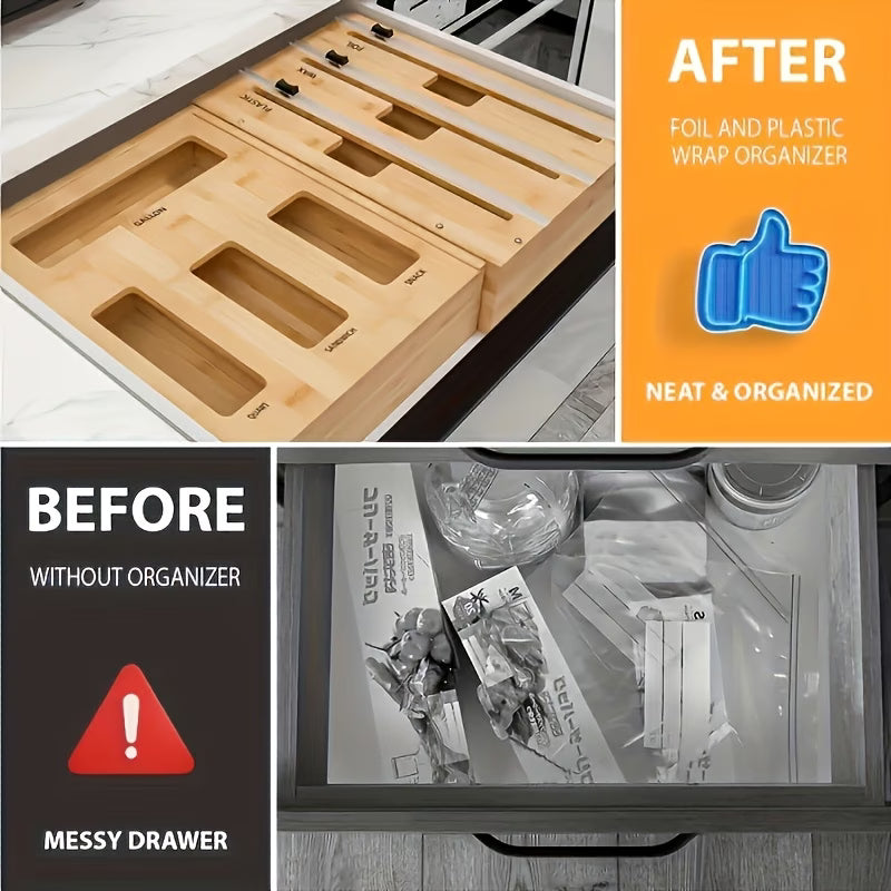 9-in-1 Bamboo Drawer Organizer – (Save Time & Space)